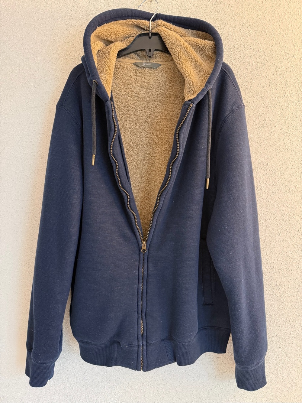 Men's Navy Sherpa-Lined Zip-Up Hoodie